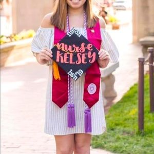 Size small white with light blue striped strapless dress